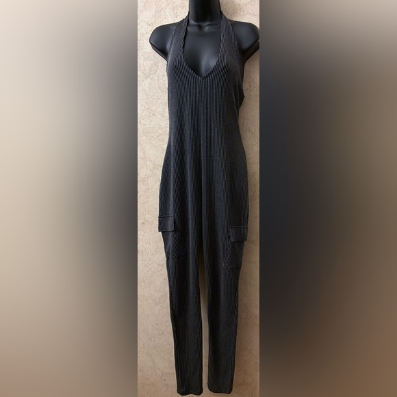 Say Anything Halter Neck Ribbed Jumpsuit #8963 - Picture 1 of 6